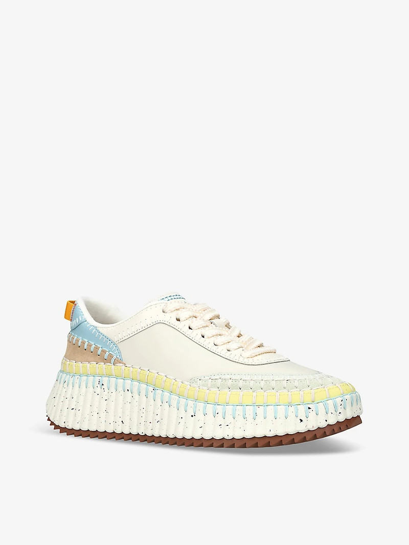 Nama embroidered leather low-top trainers 3