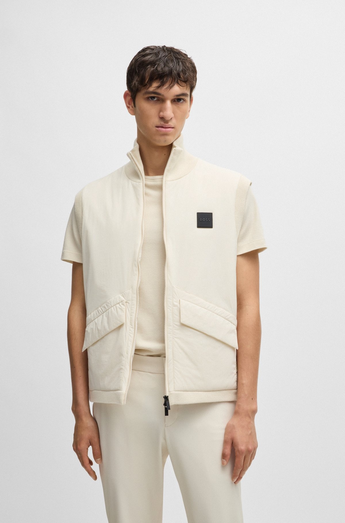 PADDED MIXED-MATERIAL GILET WITH LOGO BADGE - 2