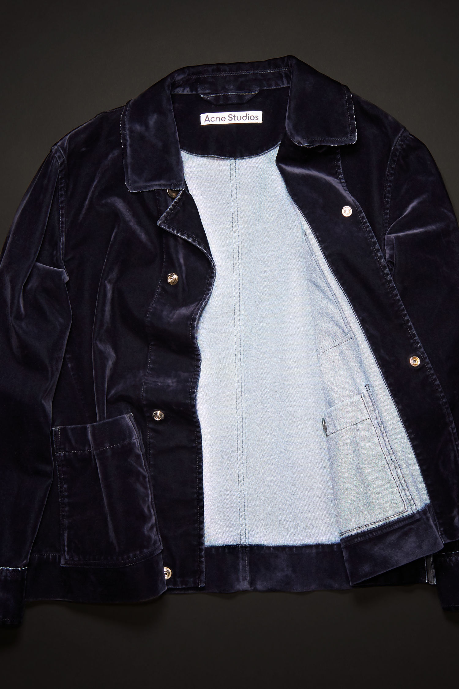 Flocked denim chore jacket navy - 5