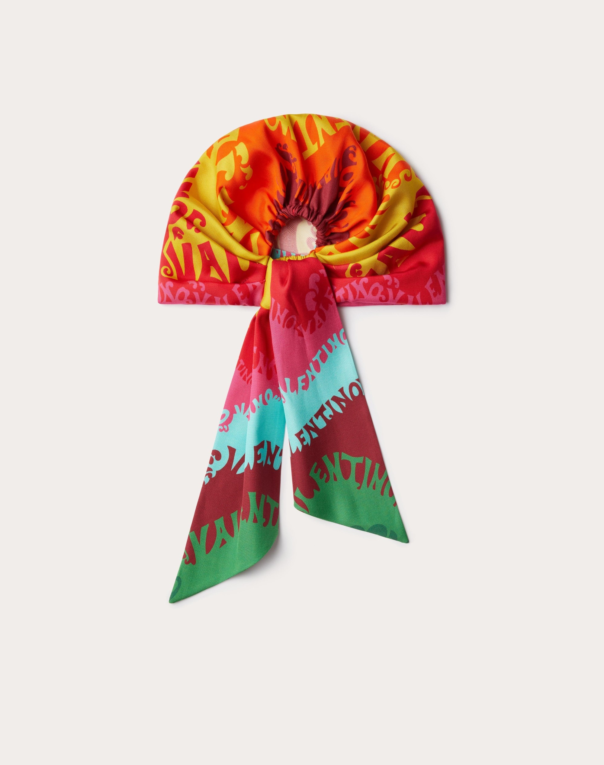 COTTON AND SILK HEADBAND WITH VALENTINO WAVES MULTICOLOR PRINT - 3