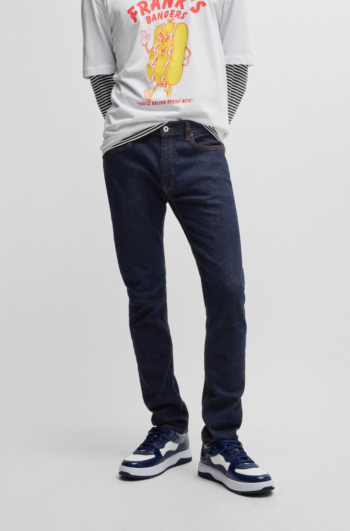 EXTRA-SLIM-FIT JEANS IN DARK-BLUE STRETCH DENIM - 2