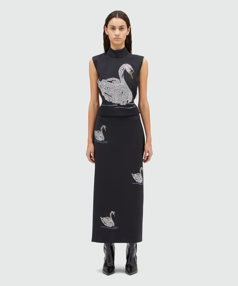 MSGM Blended wool midi dress with applications outlook