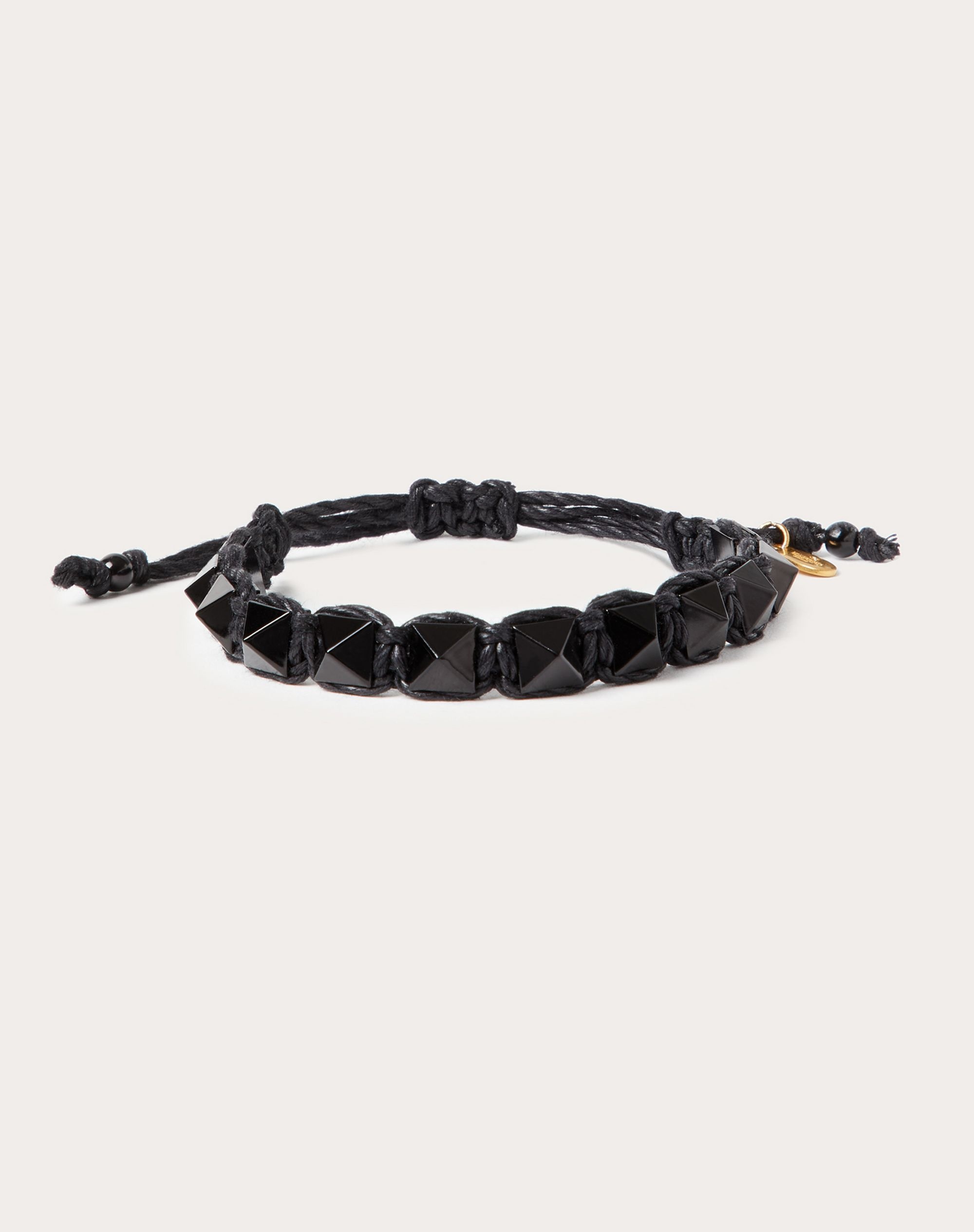 ROCKSTUD BRACELET IN WAXED COTTON AND METAL - 1