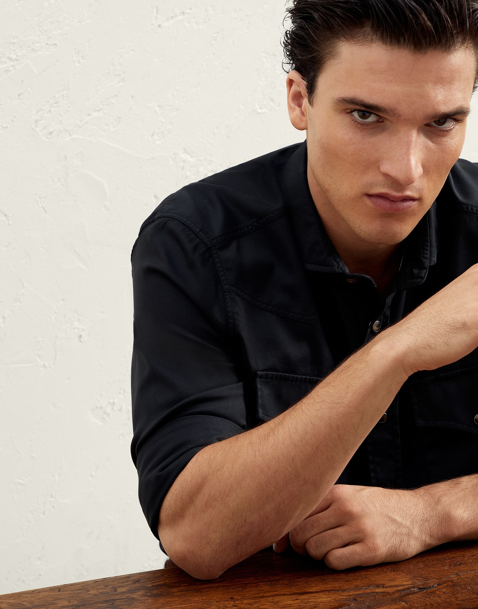 Garment-dyed easy fit western shirt in twill - 3