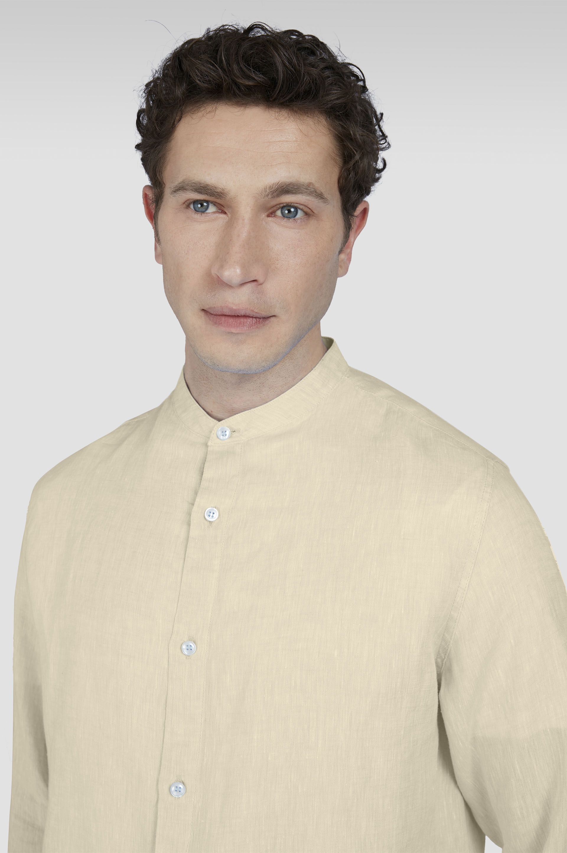 LINEN SHIRT WITH MANDARIN COLLAR - 4