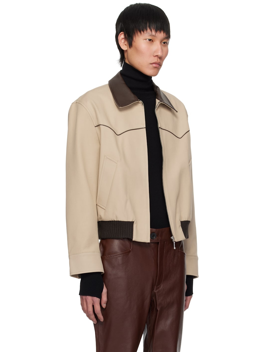 Beige Western Harrington Jacket - 2