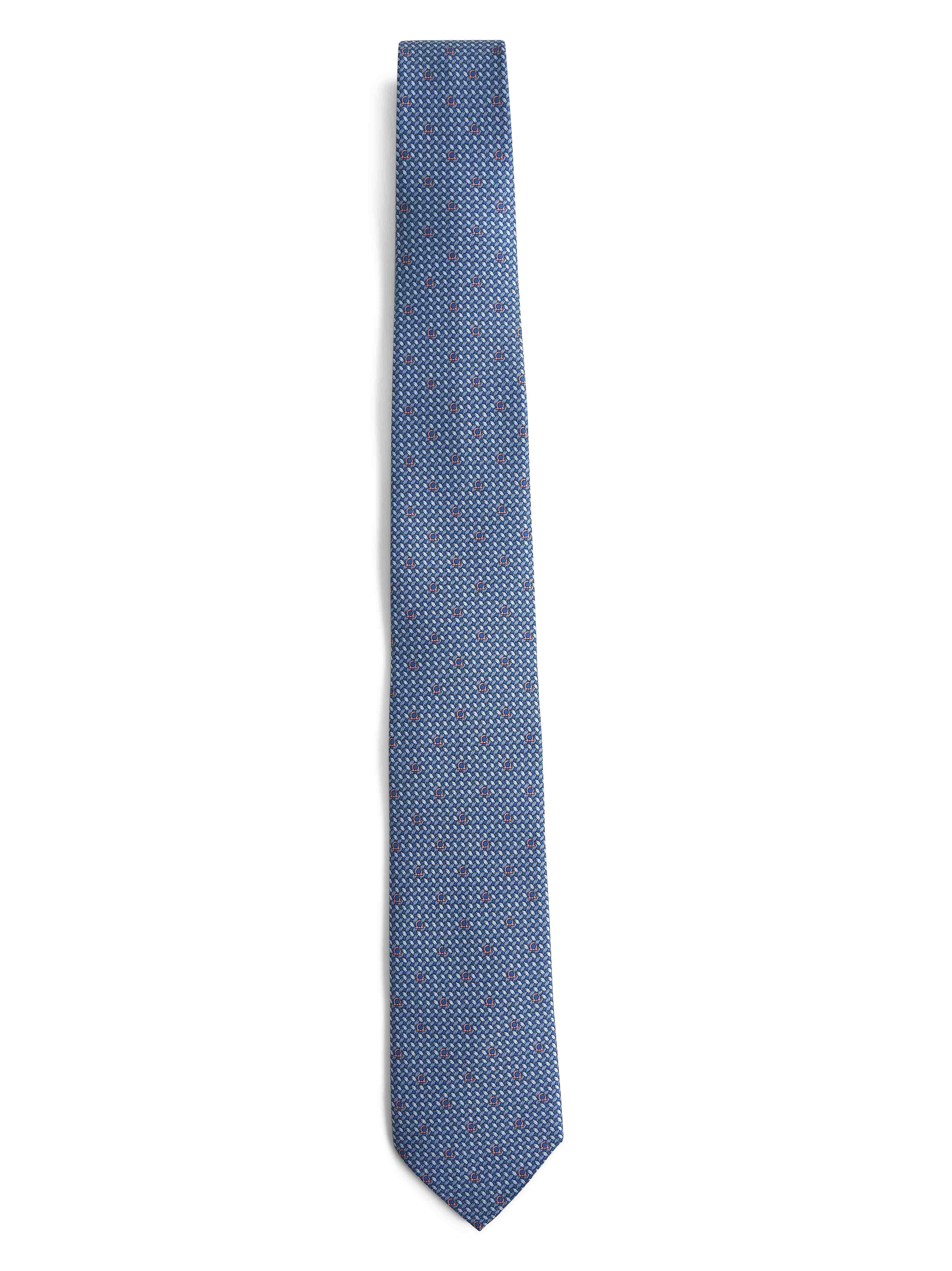 Light blue Gancini print silk tie - 1