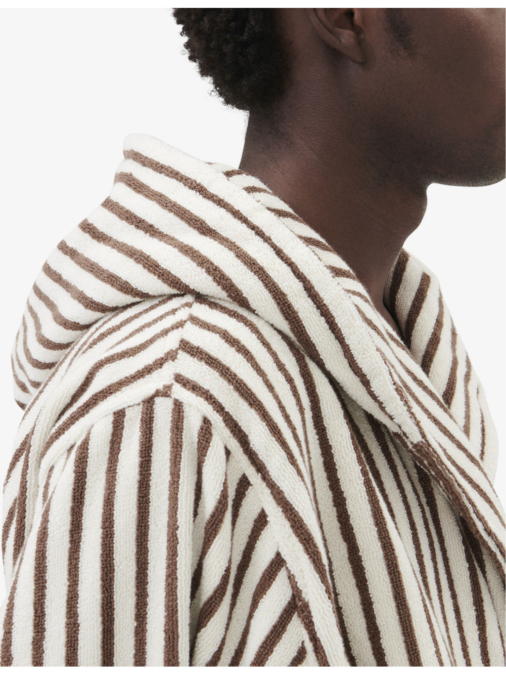 Hooded striped organic-cotton robe - 4