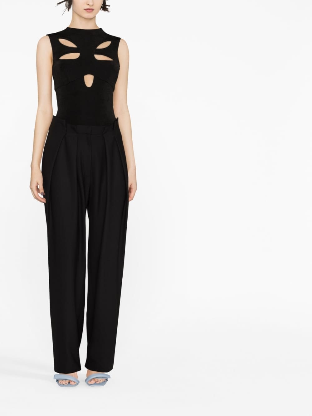 embroidered-logo tailored trousers - 2
