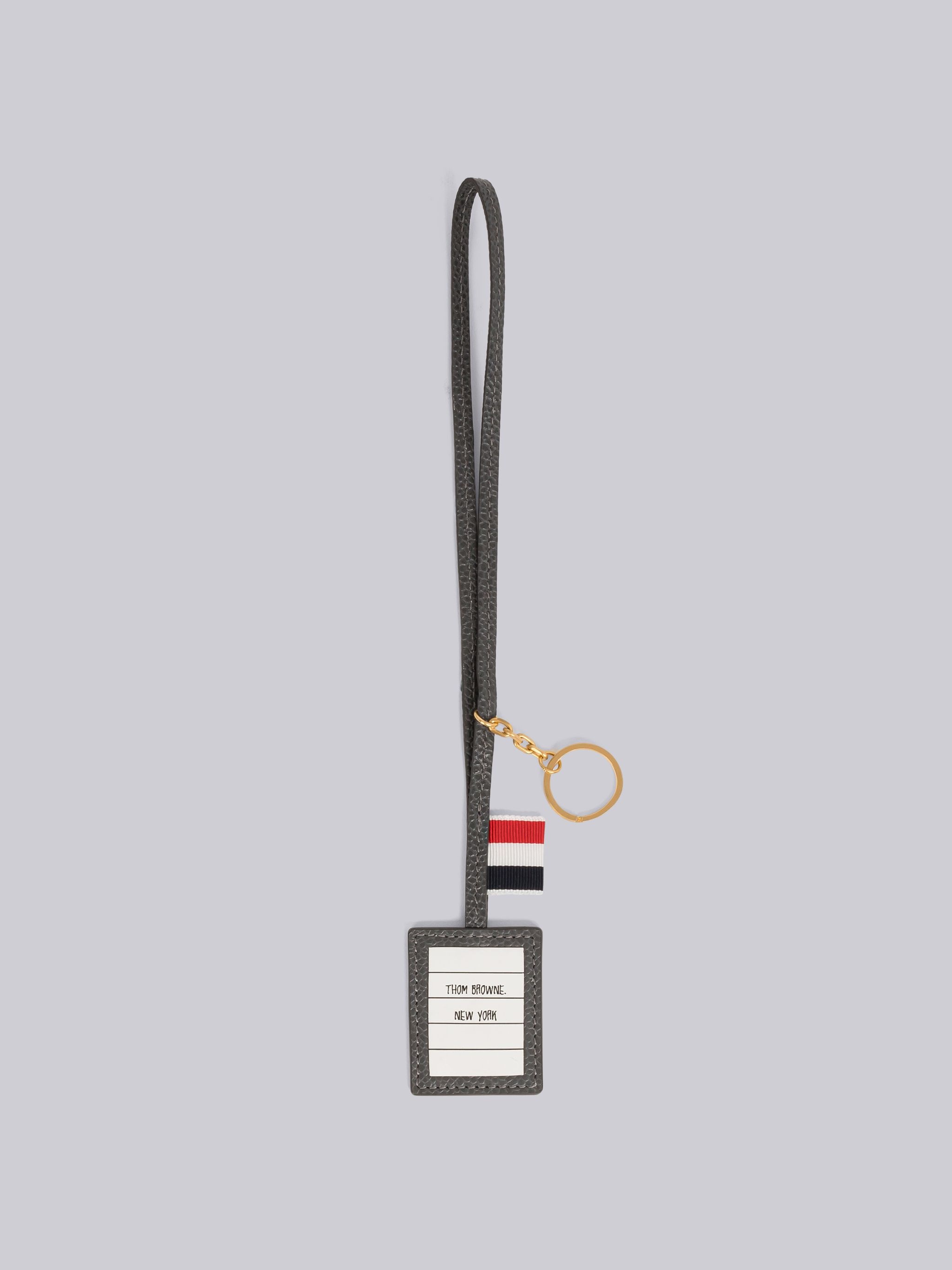 Pebble Grain Leather 4-Bar Label Key Ring - 1