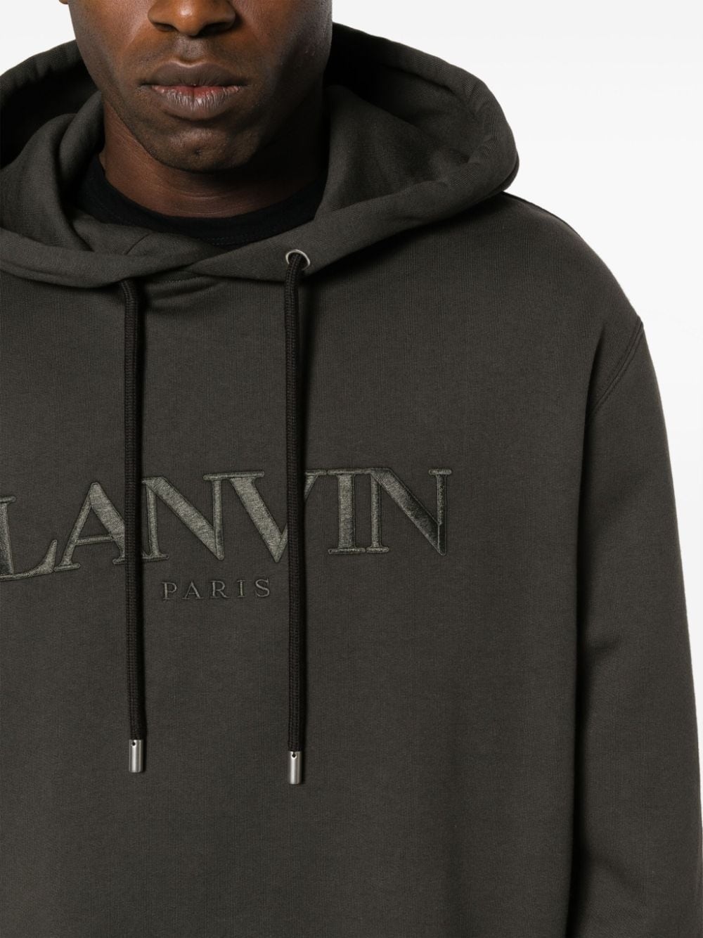 logo-embroidery cotton hoodie - 5