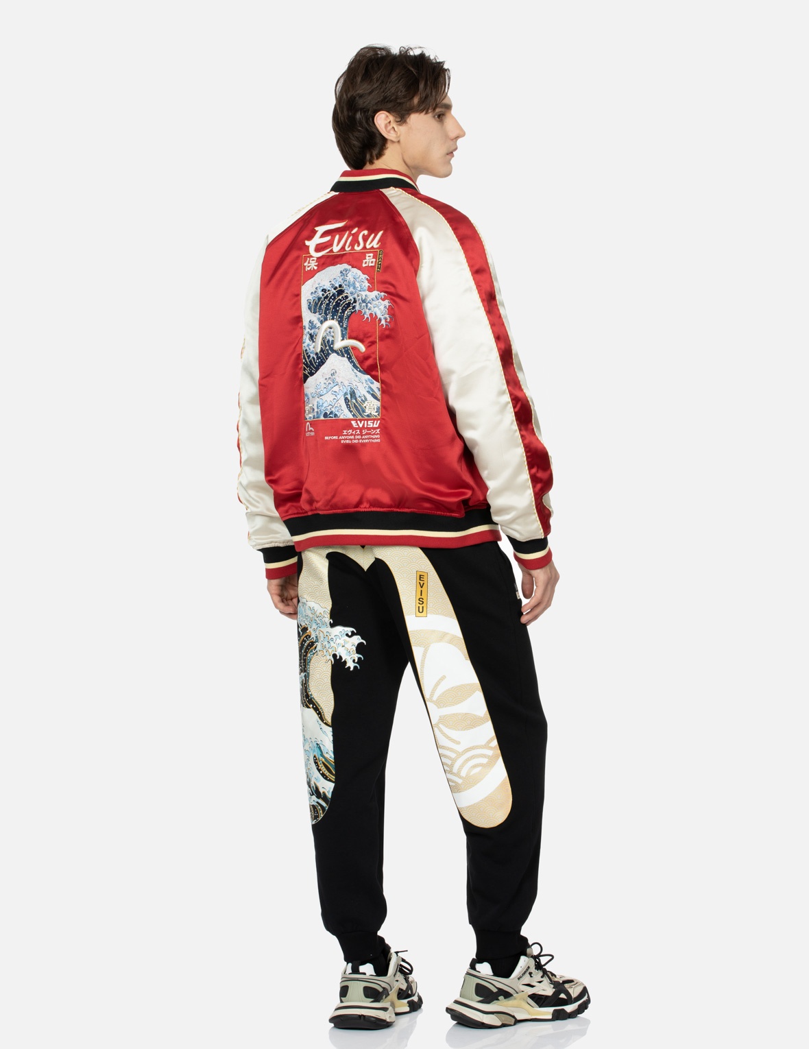 SEAGULL AND THE GREAT WAVE EMBROIDERY REVERSIBLE LOOSE FIT SOUVENIR JACKET - 3