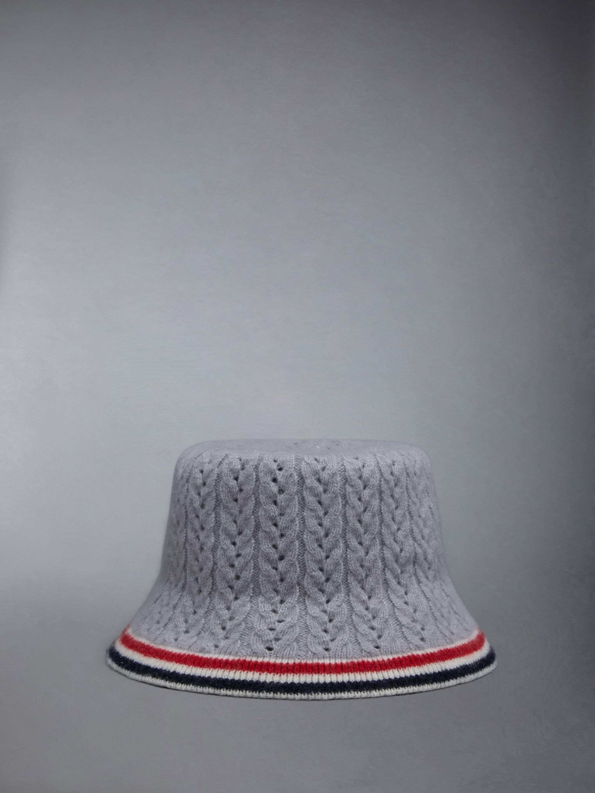Wool Silk Cashmere Pointelle Stripe Bucket Hat - 1