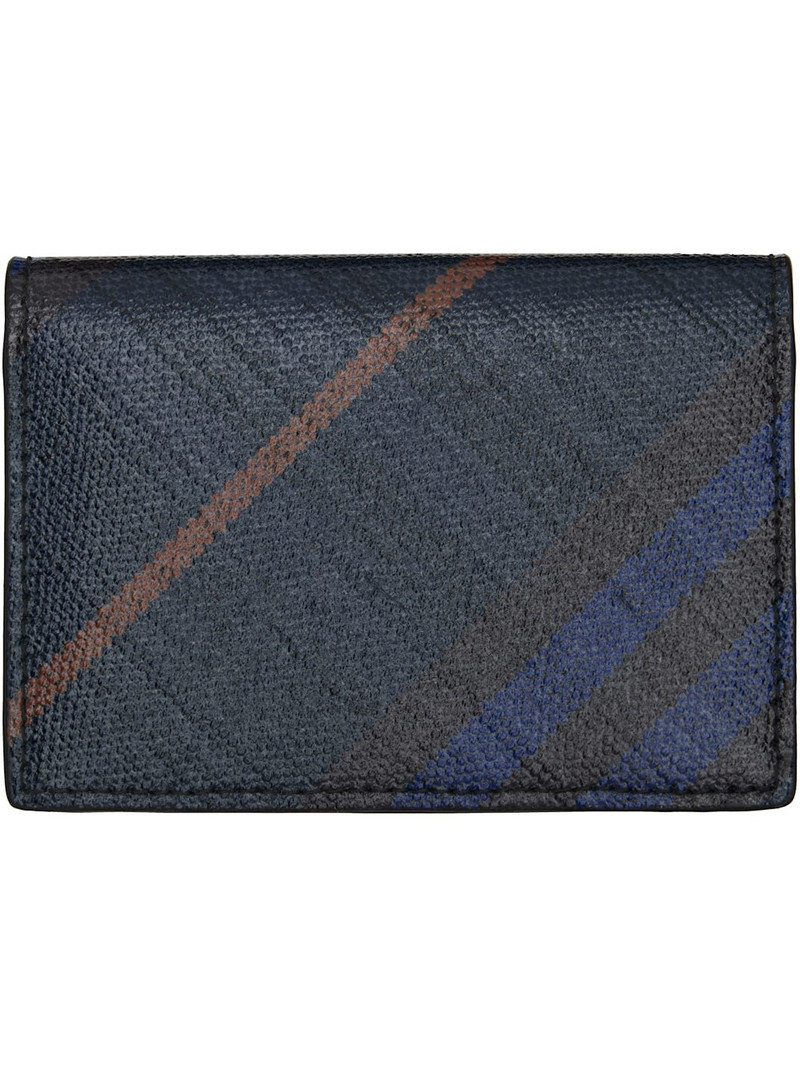 Burberry Navy Check Folding Card Holder outlook