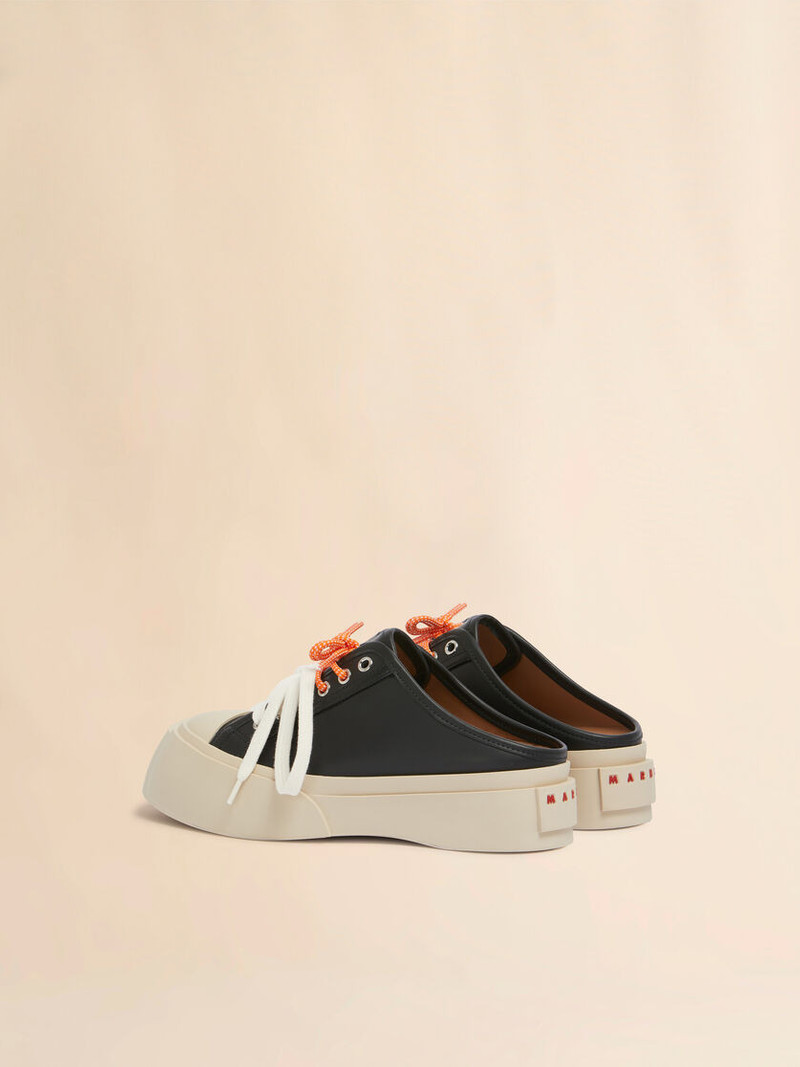 Marni BLACK LEATHER PABLO LACE-UP SABOT outlook