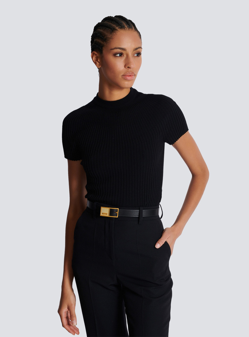 Balmain Thin Signature calfskin belt outlook