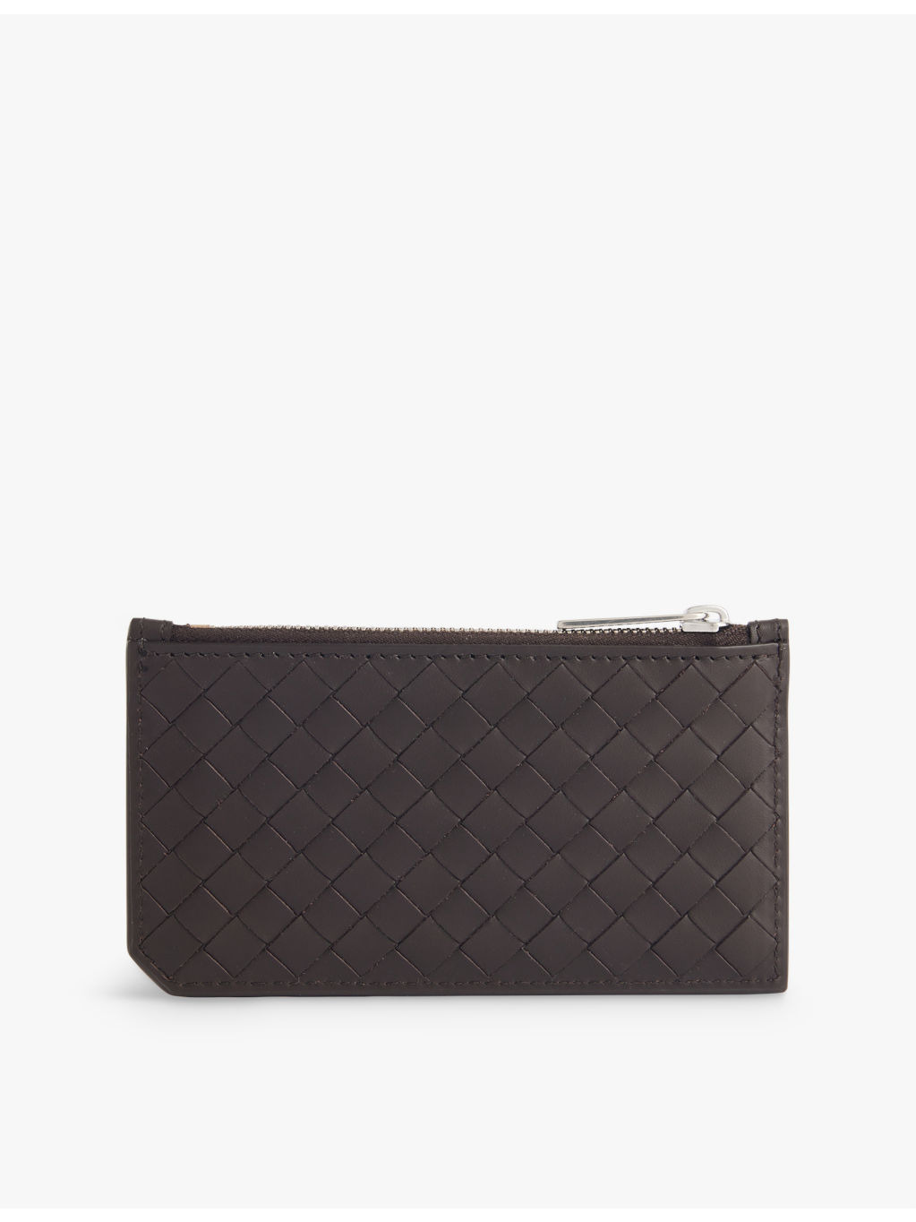 Intrecciato zip leather card holder - 1