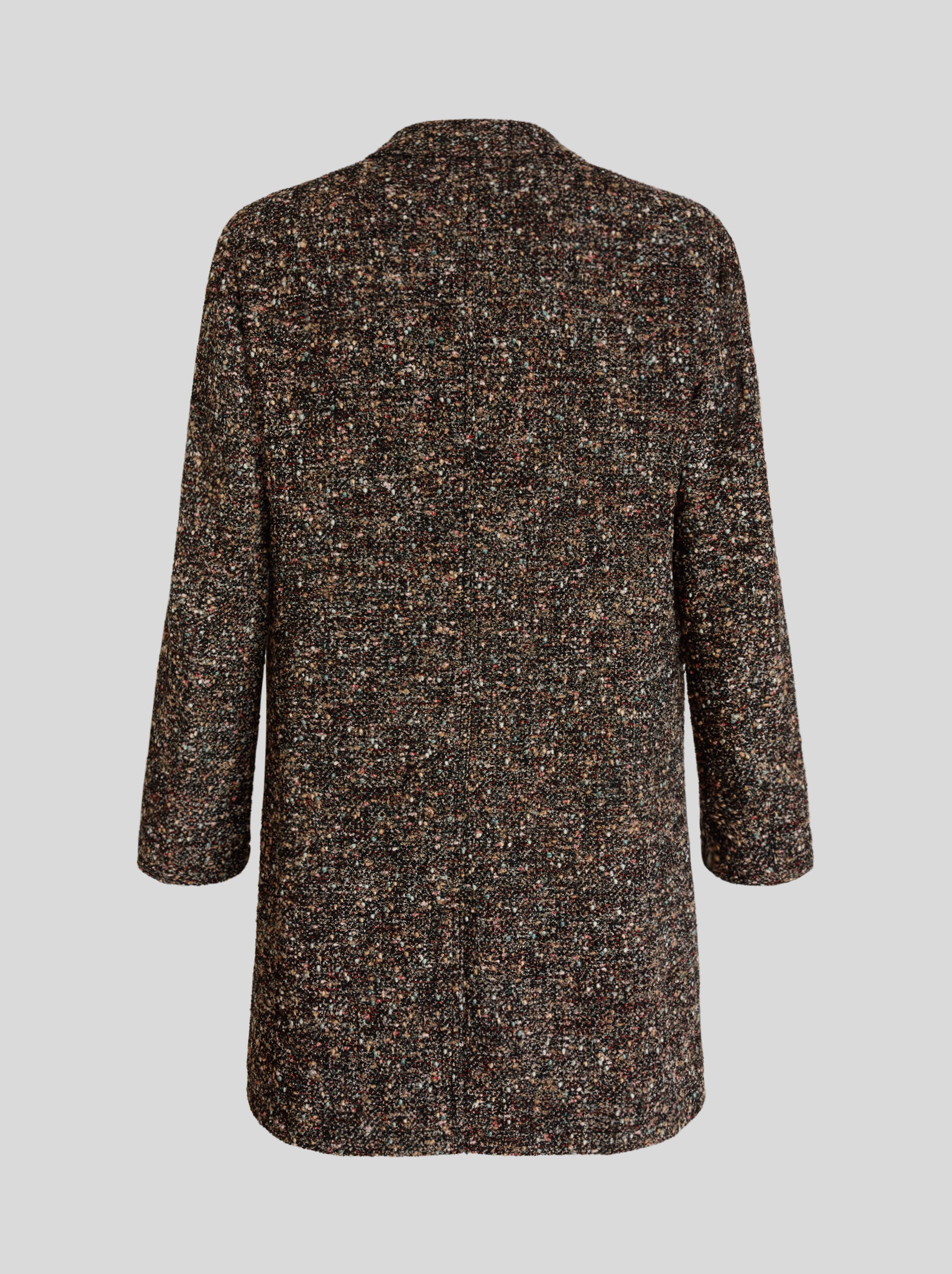 WOOL BOUCLÉ COAT WITH COLOUR BLOCK INTERIOR - 5