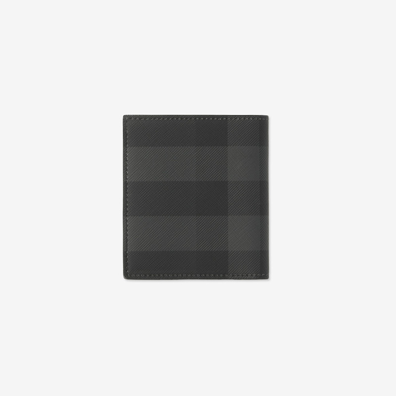 Check and Leather Folding Card Case 3