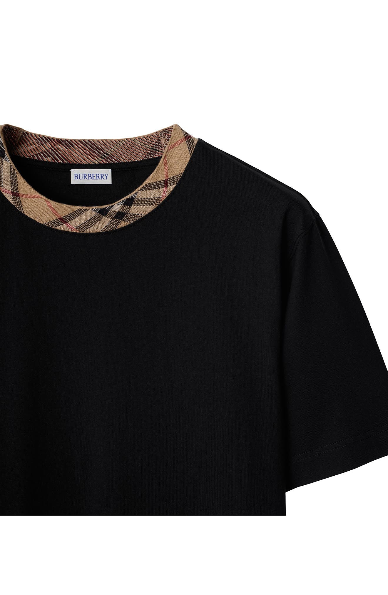 burberry Check Trim T-Shirt in Black at Nordstrom - 5