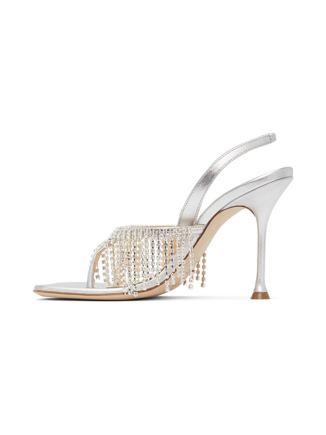 Silver Crystal Heeled Sandals - 3