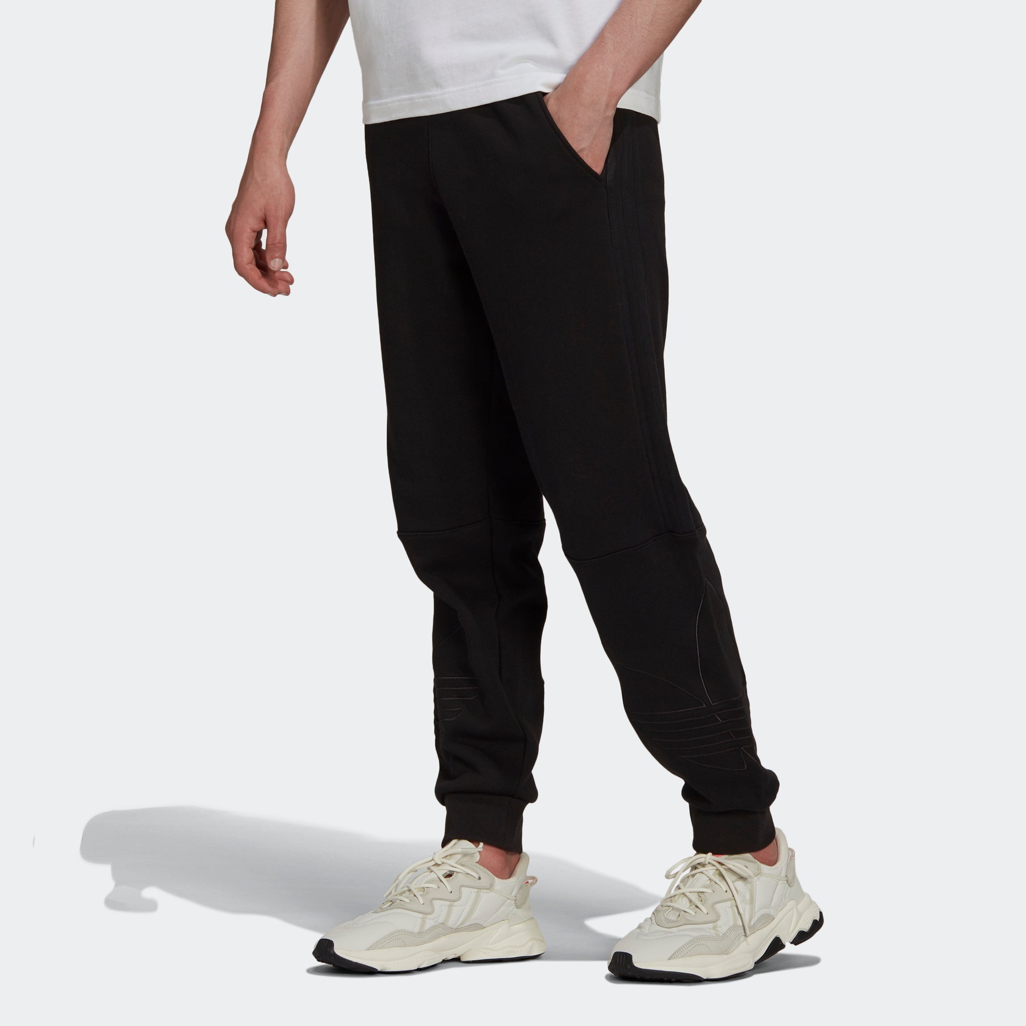 Men's adidas originals Tricolor Sweatp Large Pattern Sports Pants/Trousers/Joggers Black H13452 - 2