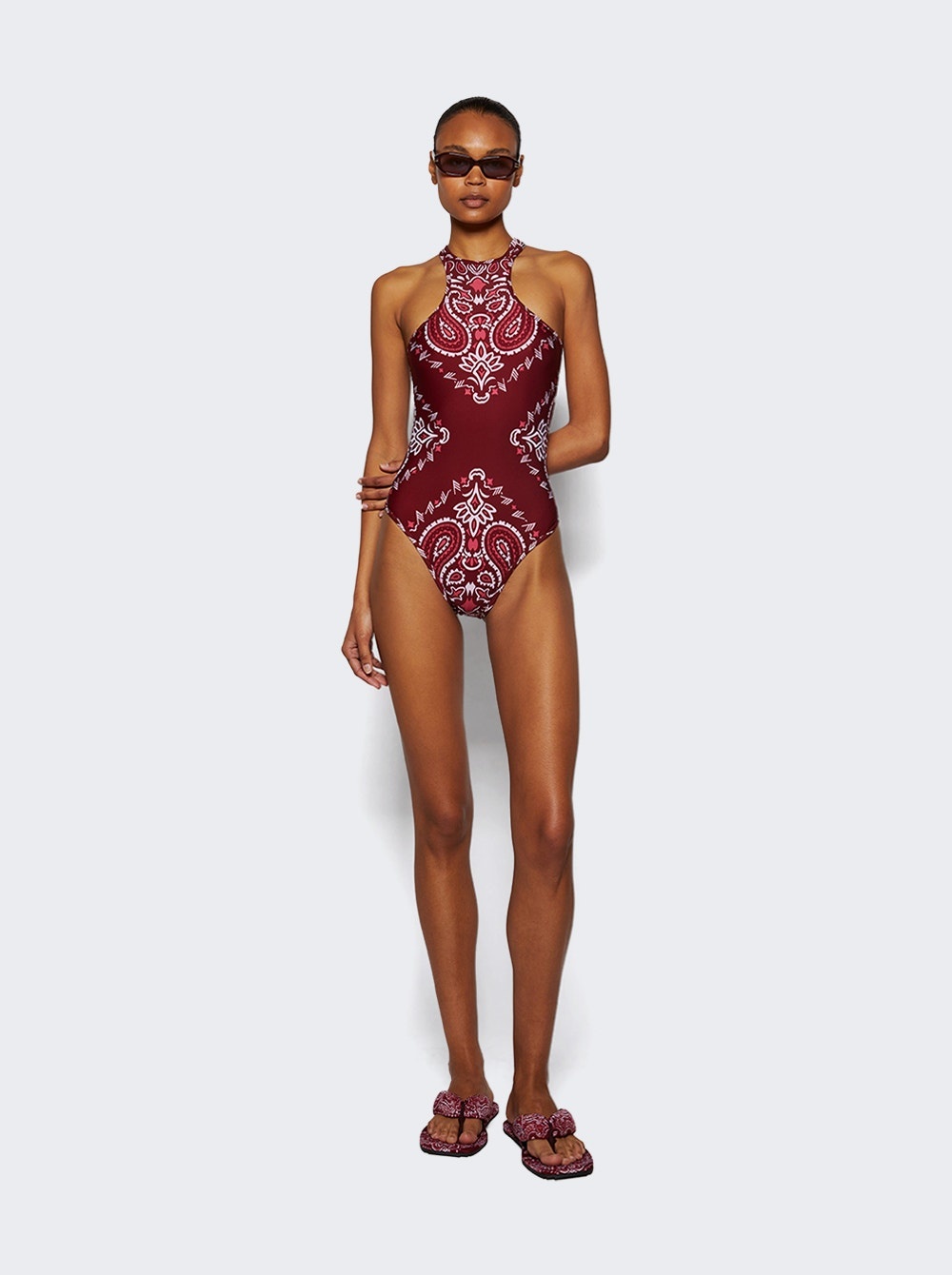 One-piece Bandana Swimsuit Cherry Red - 2