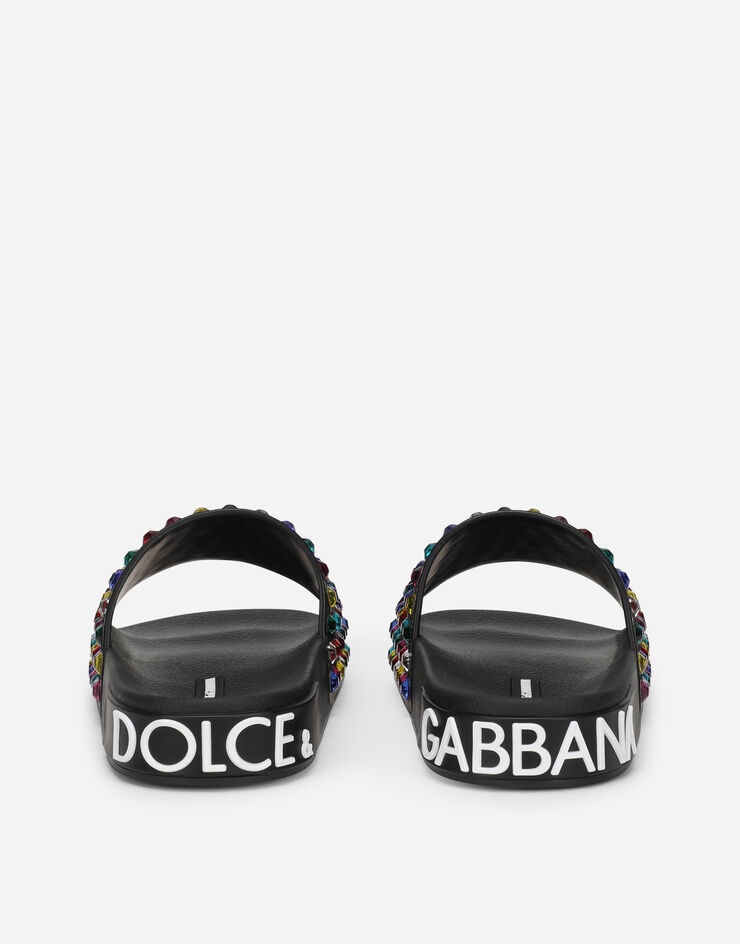 Rubber beachwear sliders with embroidery - 3