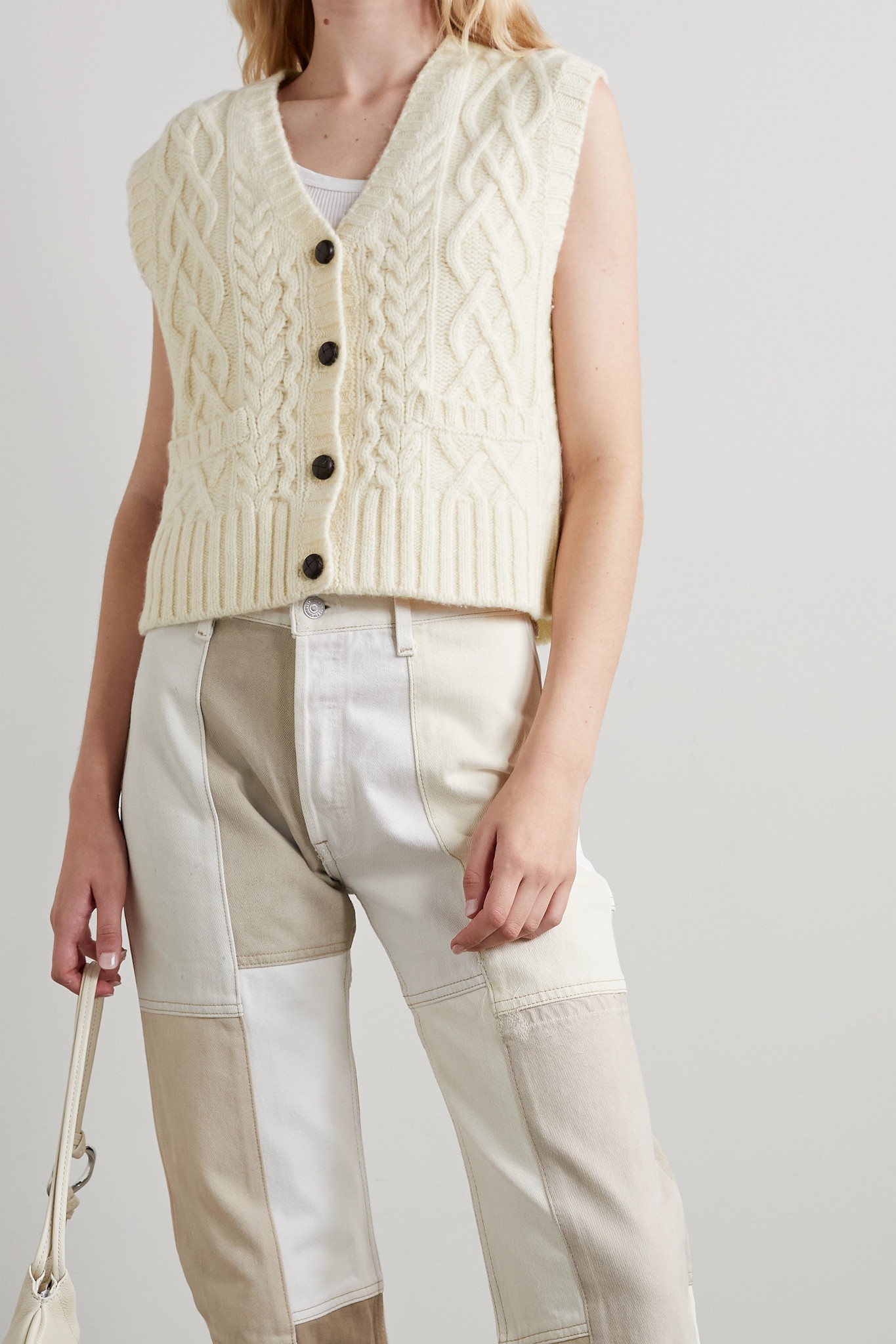 50s cable-knit wool vest - 3