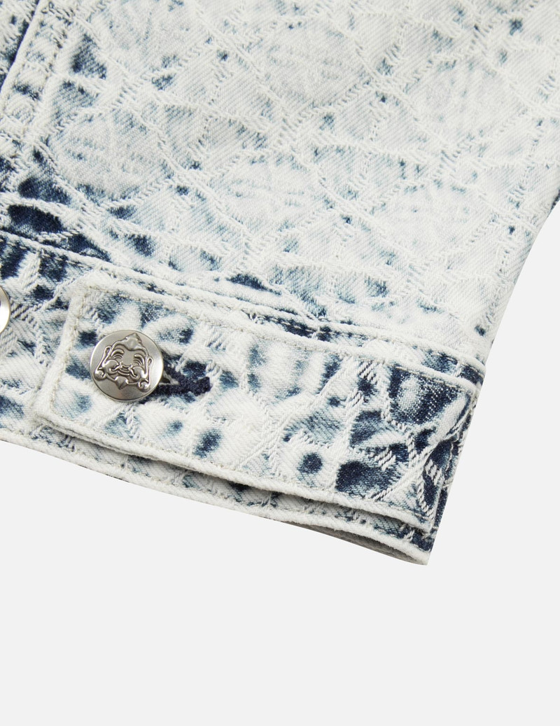 ALLOVER KAMON JACQUARD AND SEAGULL EMBROIDERY LOOSE FIT DENIM JACKET 10