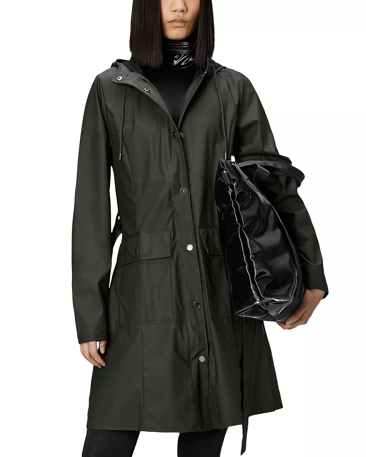 Curve Hooded Belted Waterproof Jacket - 2