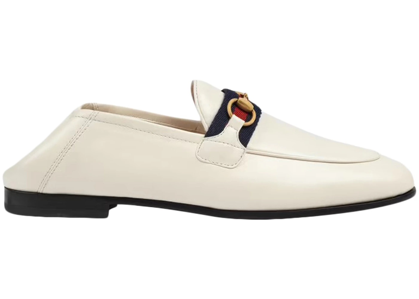 Gucci Slip On Loafer with Web White Leather - 2