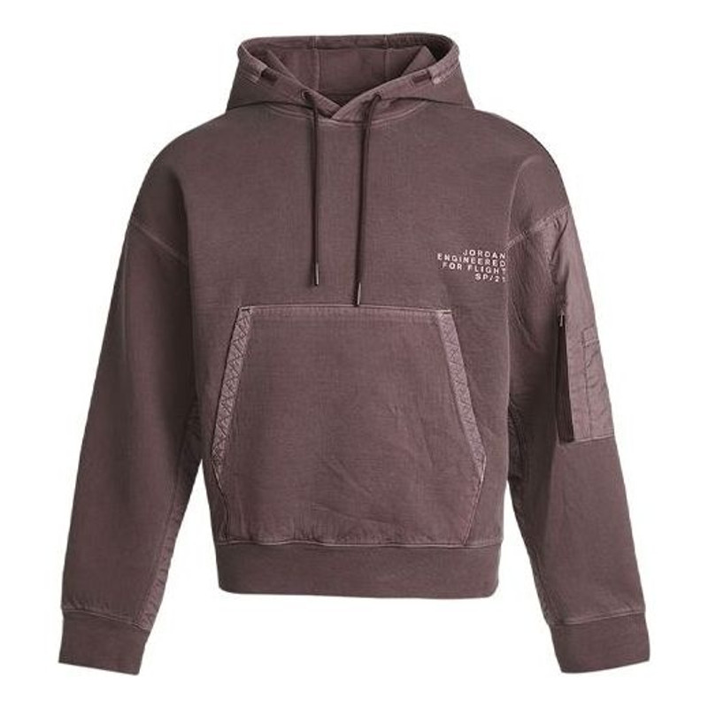 Air Jordan 23 Engineered Casual Sports Letter Logo Hooded Long Sleeve Sweater For Men Brown CV2768-2 - 1