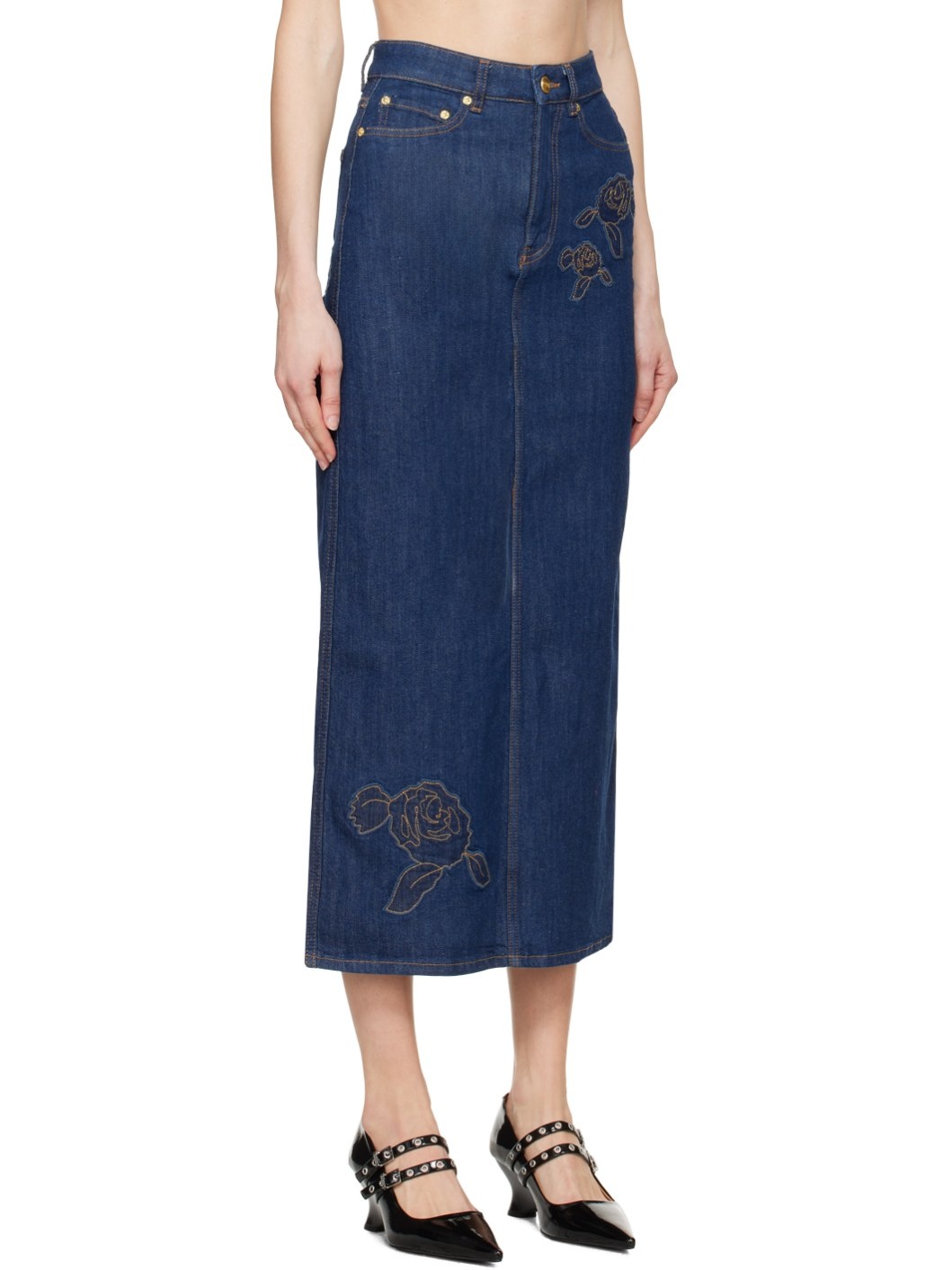 Blue Rose Denim Maxi Skirt - 2