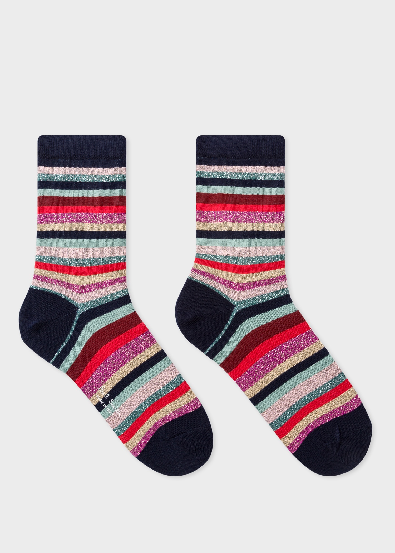 Women's Navy Glitter 'Swirl Stripe' Socks - 2