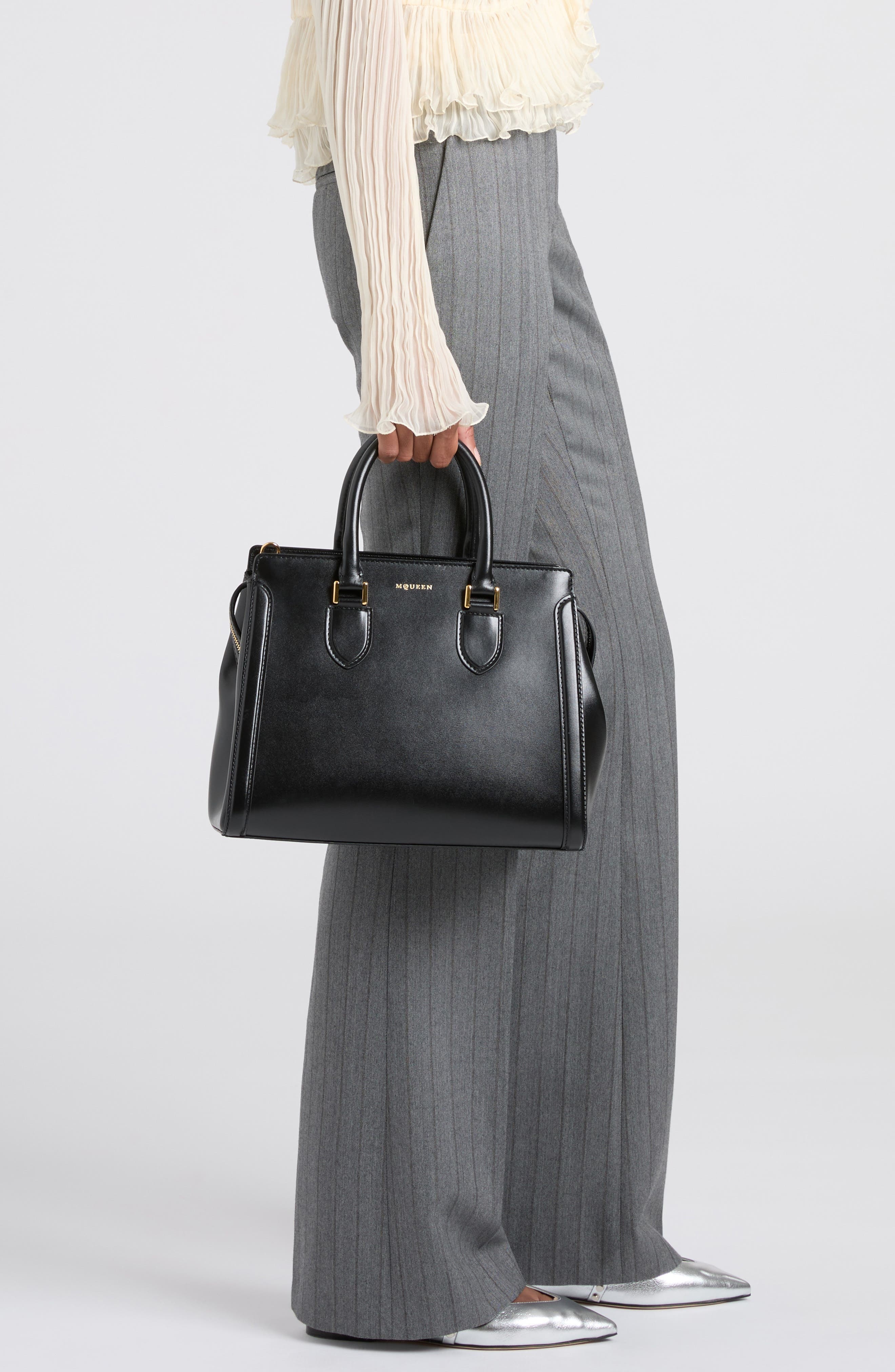 McQueen Large Birdee Boston Handbag in Black/Gold at Nordstrom - 3