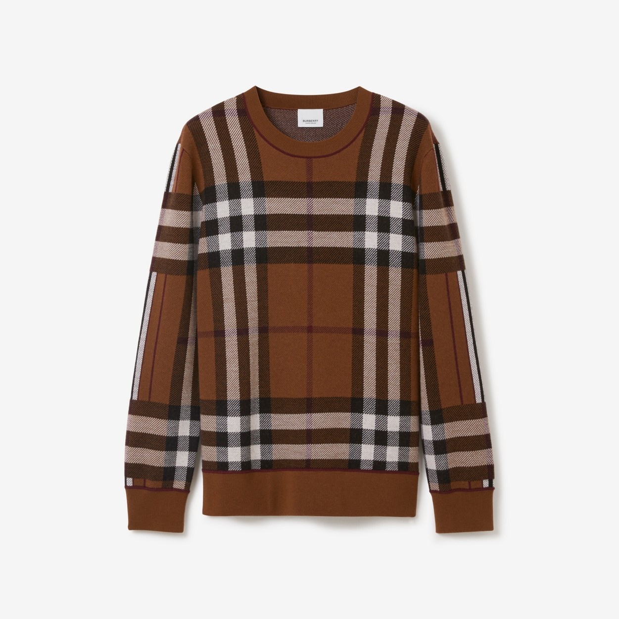 Check Merino Wool Jacquard Sweater - 1