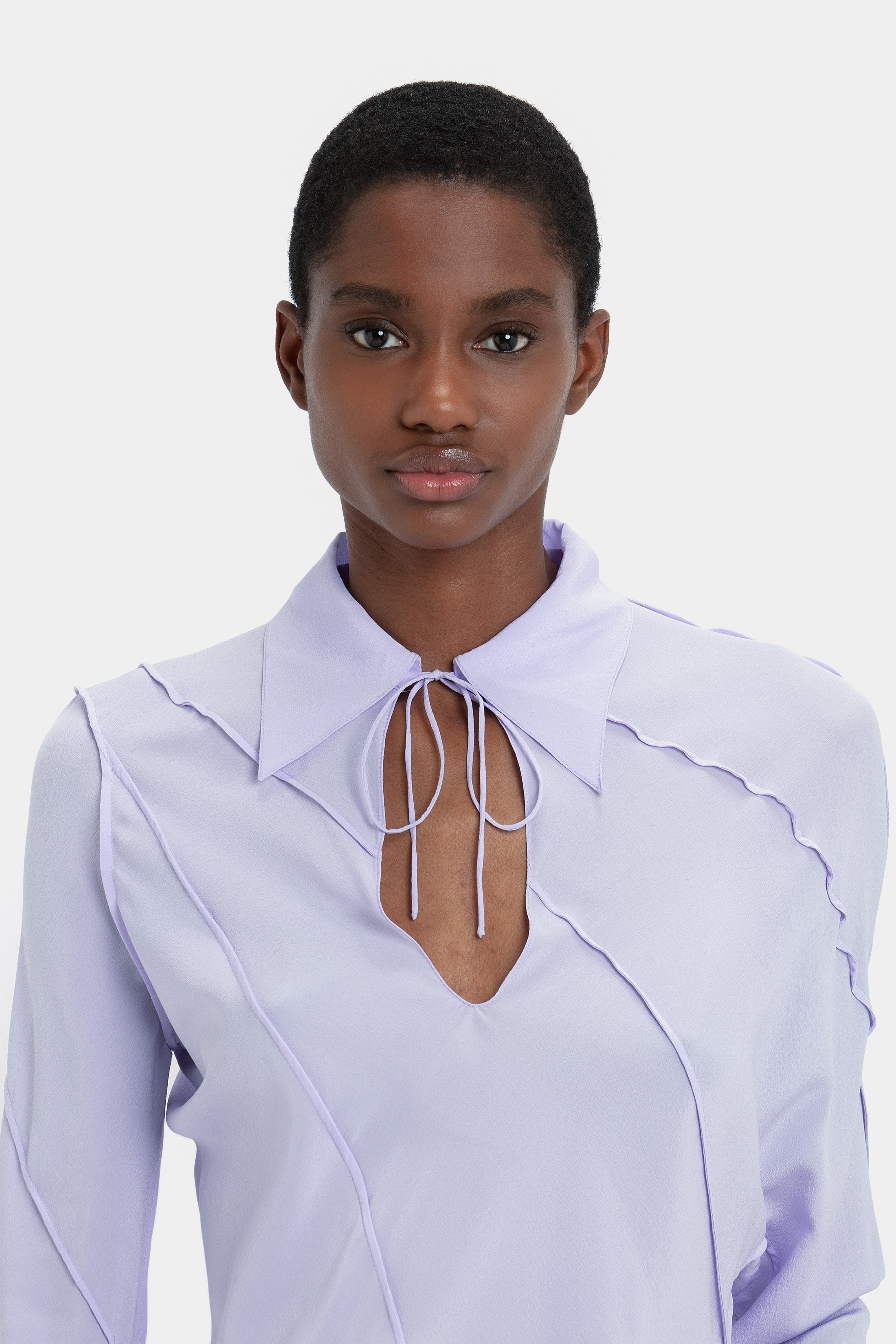 Spiral Seam Bias Top In Lavender - 5