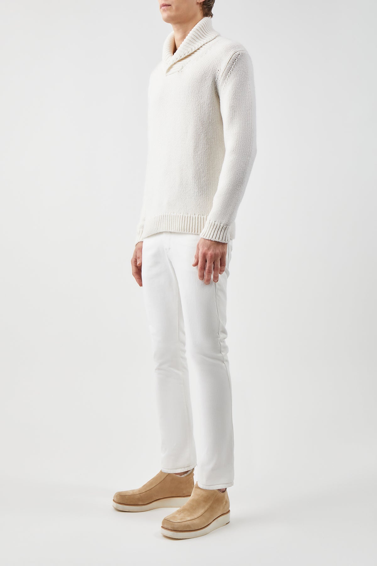 Sal Knit Sweater in Ivory Cashmere - 3