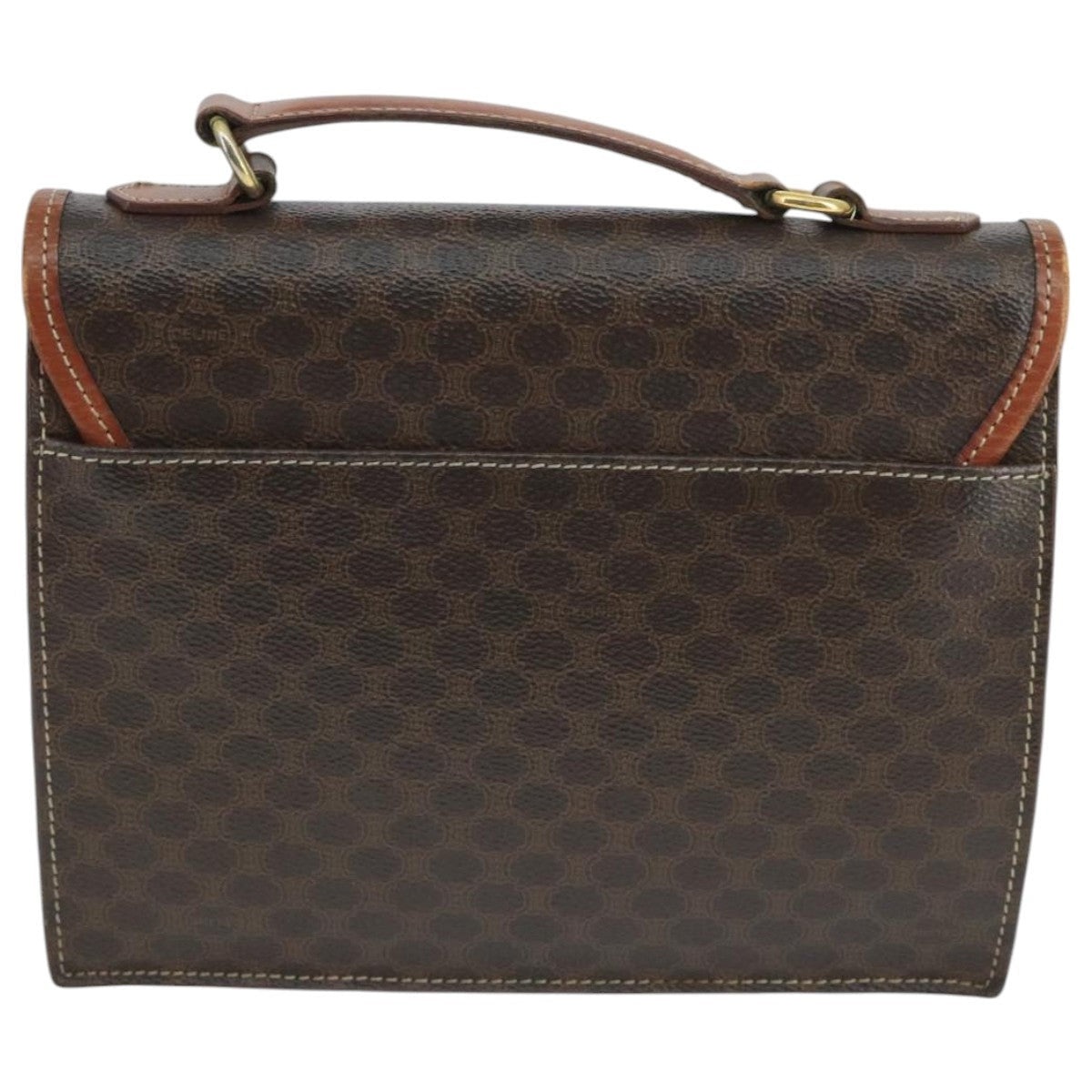 CELINE Macadam Canvas Hand Bag Pvc Leather Brown Gold - 2