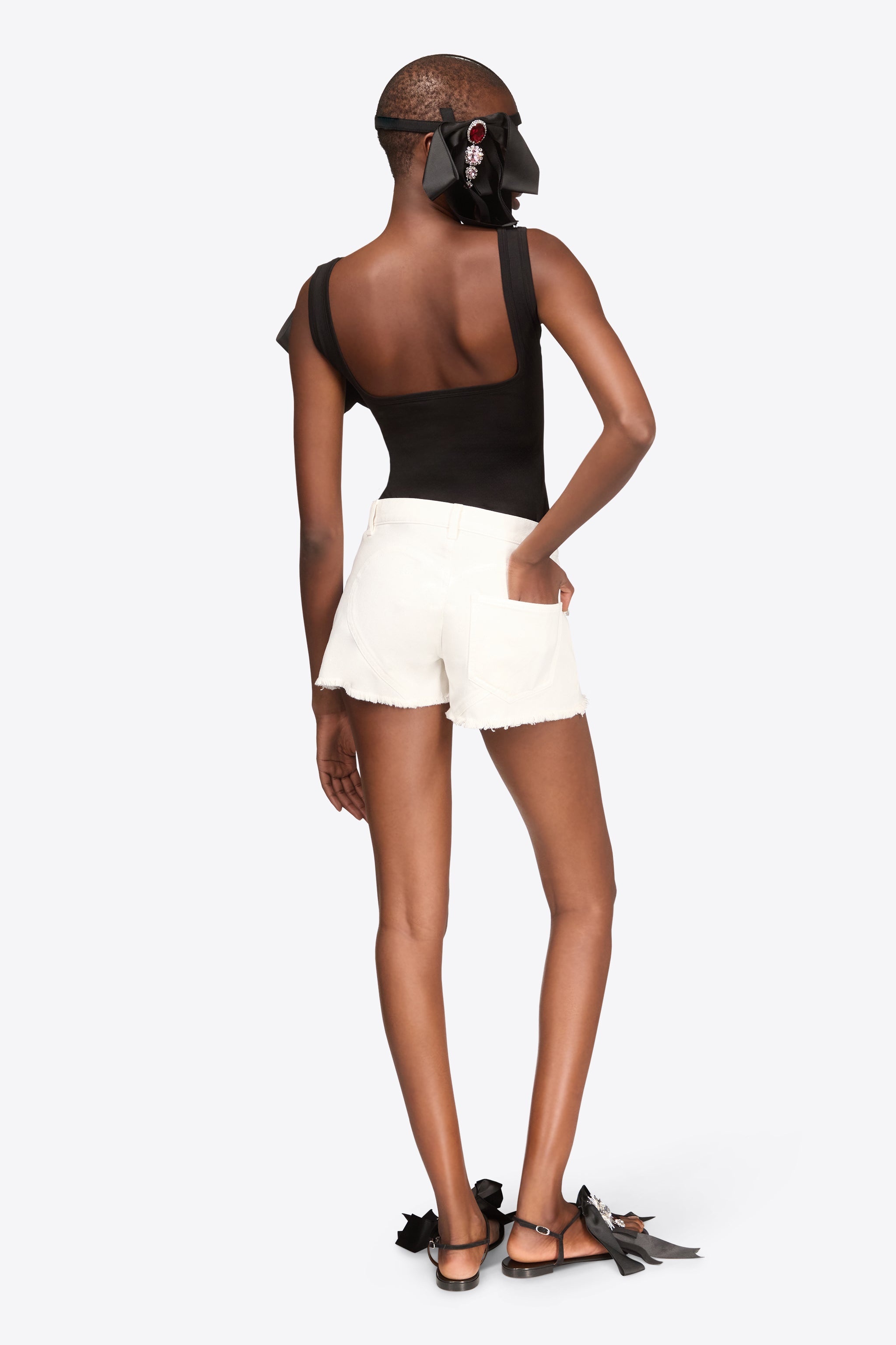 CRYSTAL EMBELLISHED BOW TANK TOP - 5