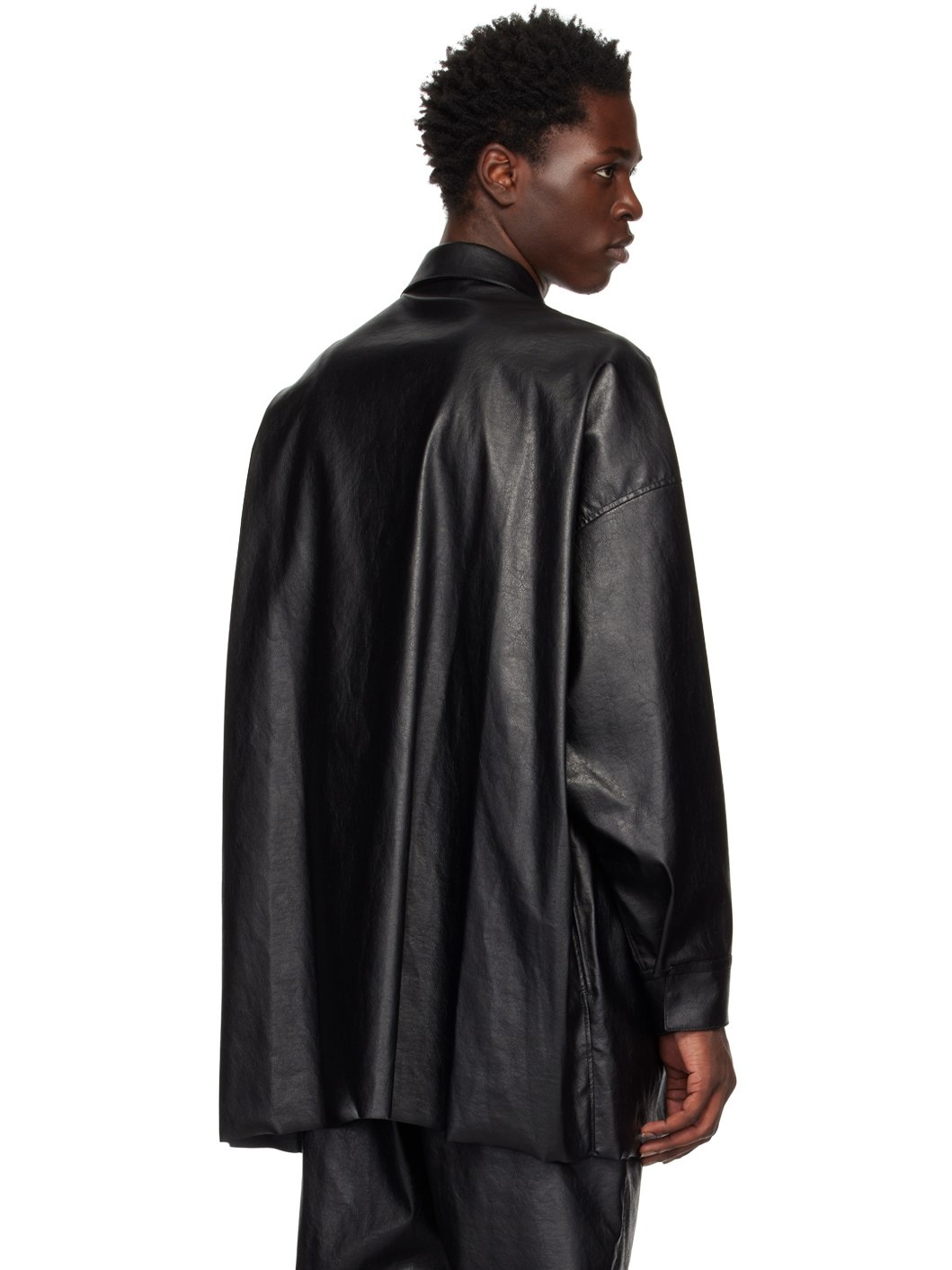 ジャケット・アウター N.HOOLYWOOD FAKE LEATHER JACKET N.Hoolywood Black Half Coat Faux-Leather Jacket | REVERSIBLE