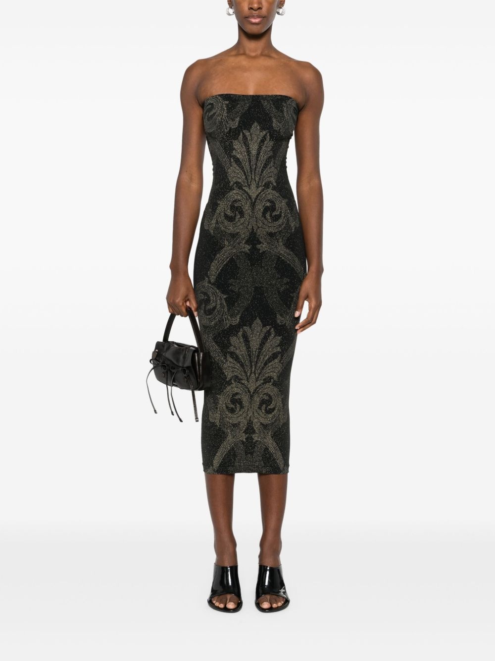 x ETRO baroque-jacquard metallic midi dress - 2