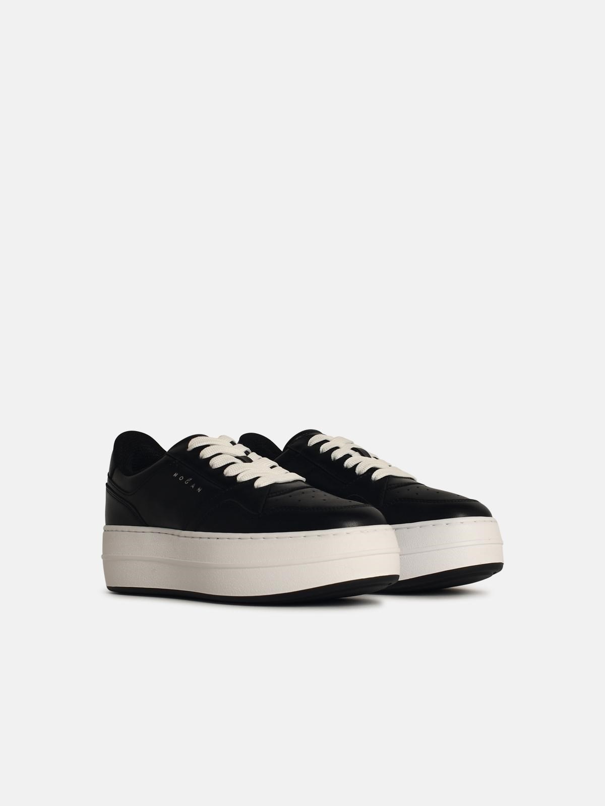 'H670' BLACK LEATHER SNEAKERS - 2