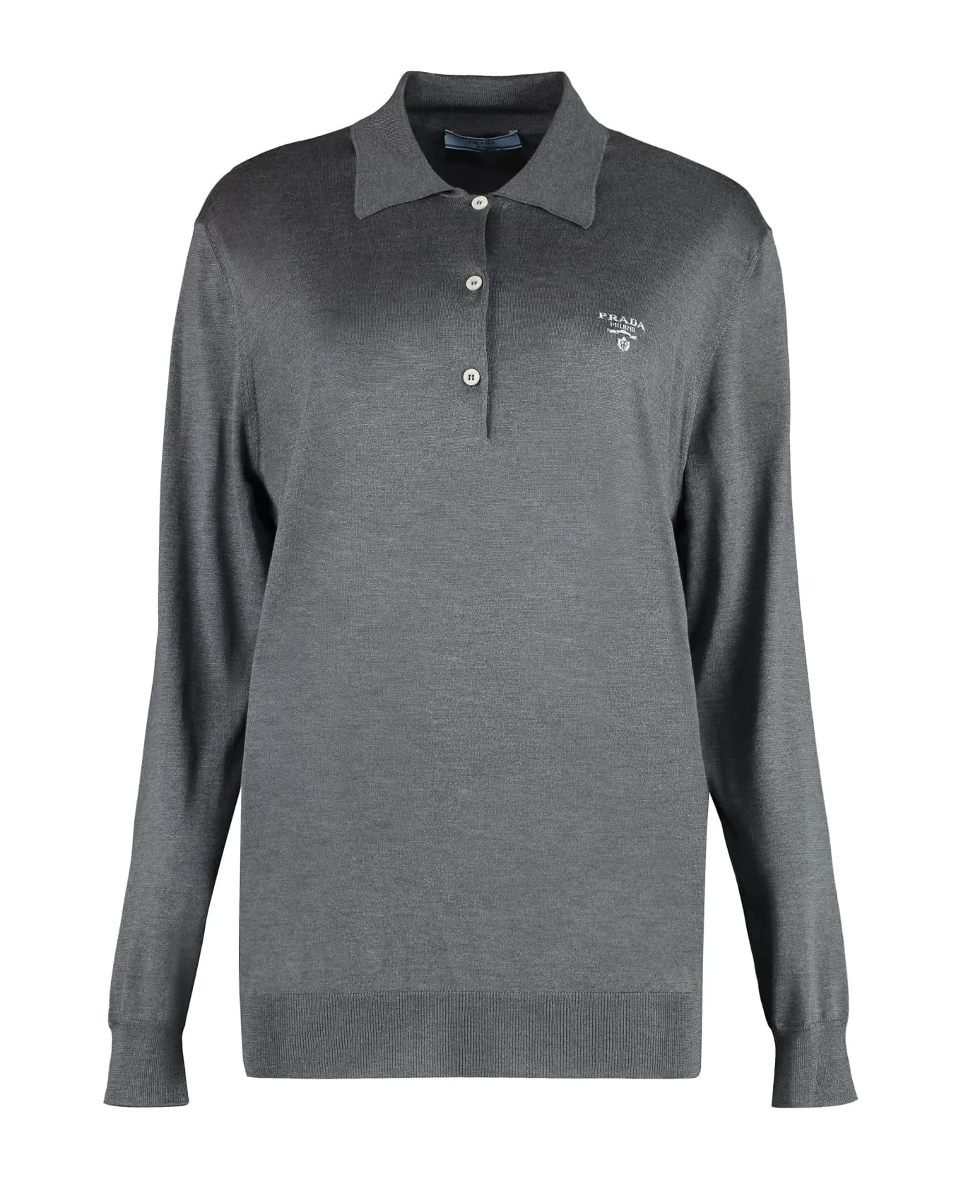 Long Sleeve Knit Polo Shirt - 1