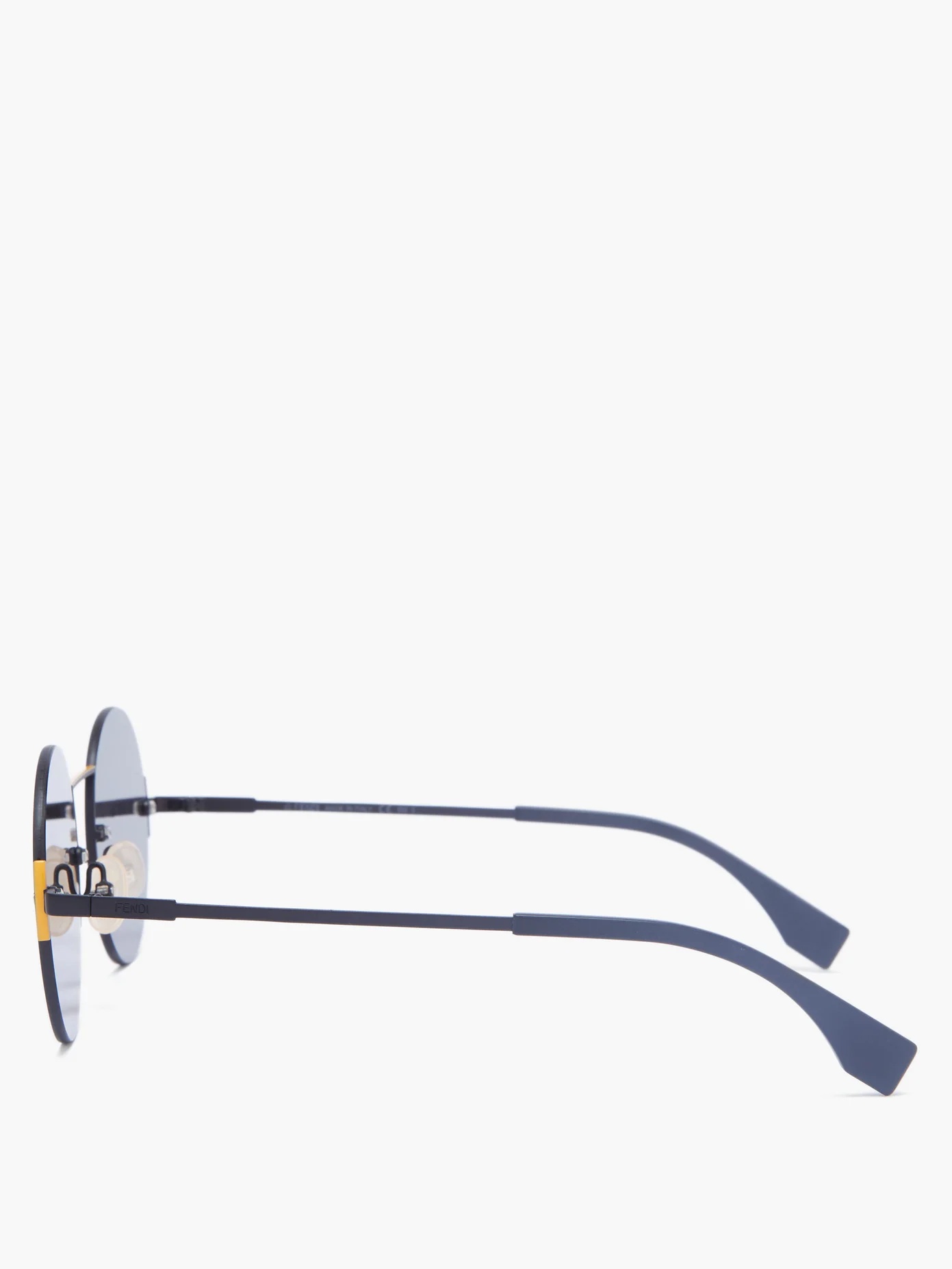 FF-engraved rimless round metal sunglasses - 4