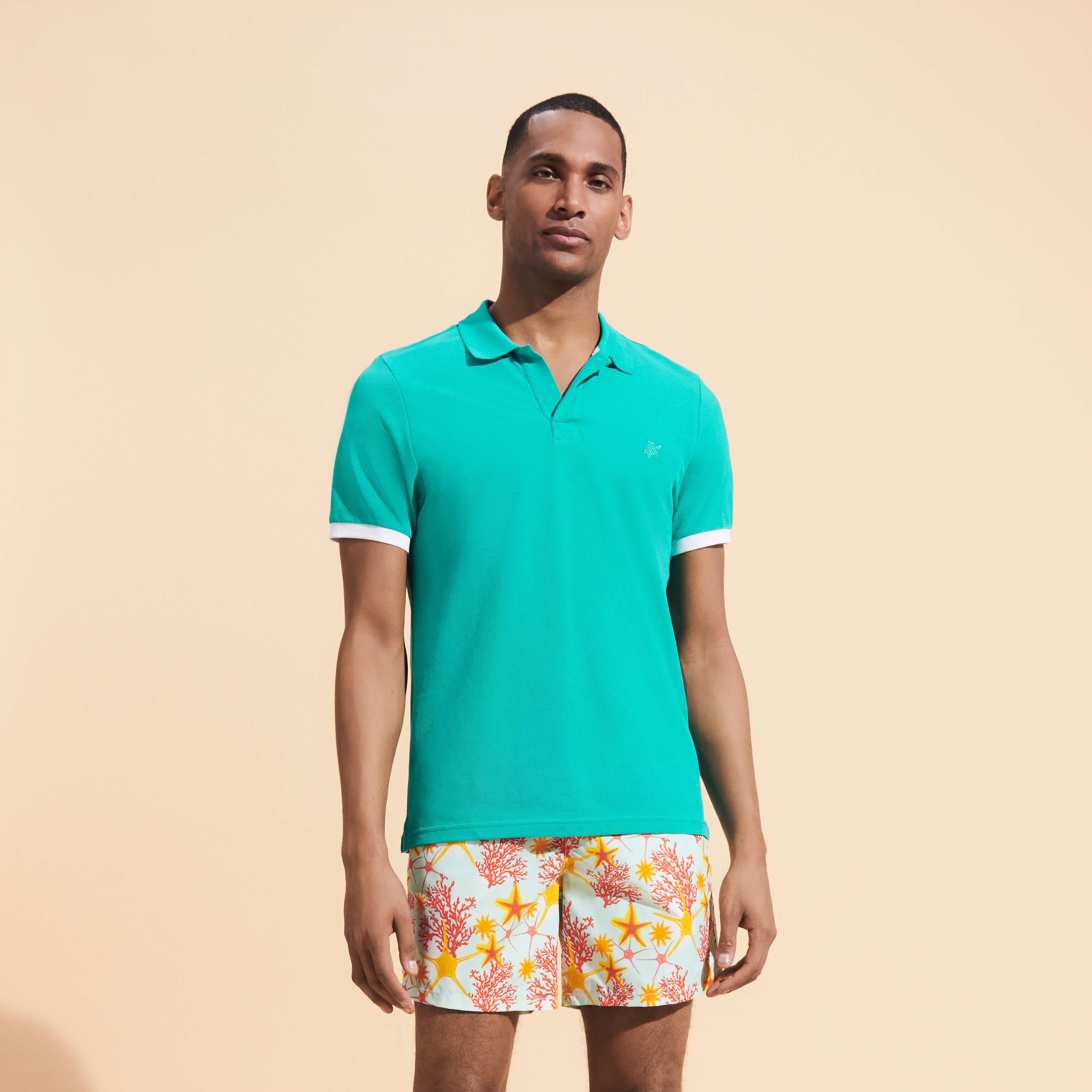 Men Cotton Pique Polo Shirt Solid - 6