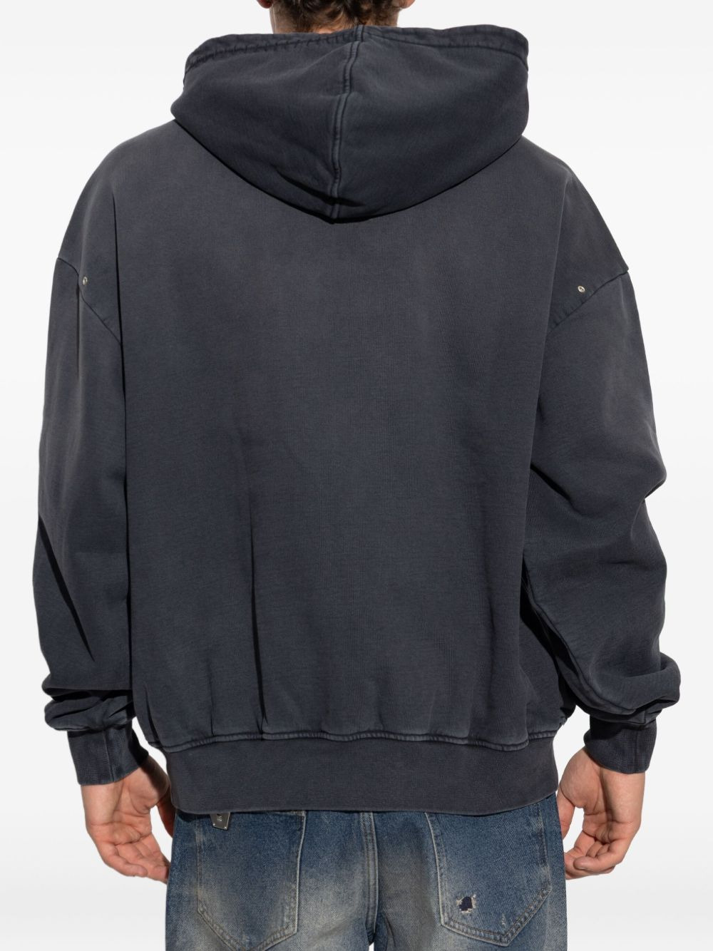 graphic-print distressed cotton hoodie - 4