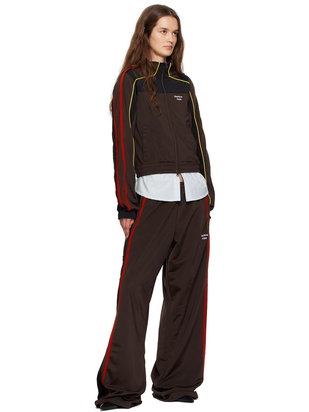 Brown Wide Leg Track Pants - 4