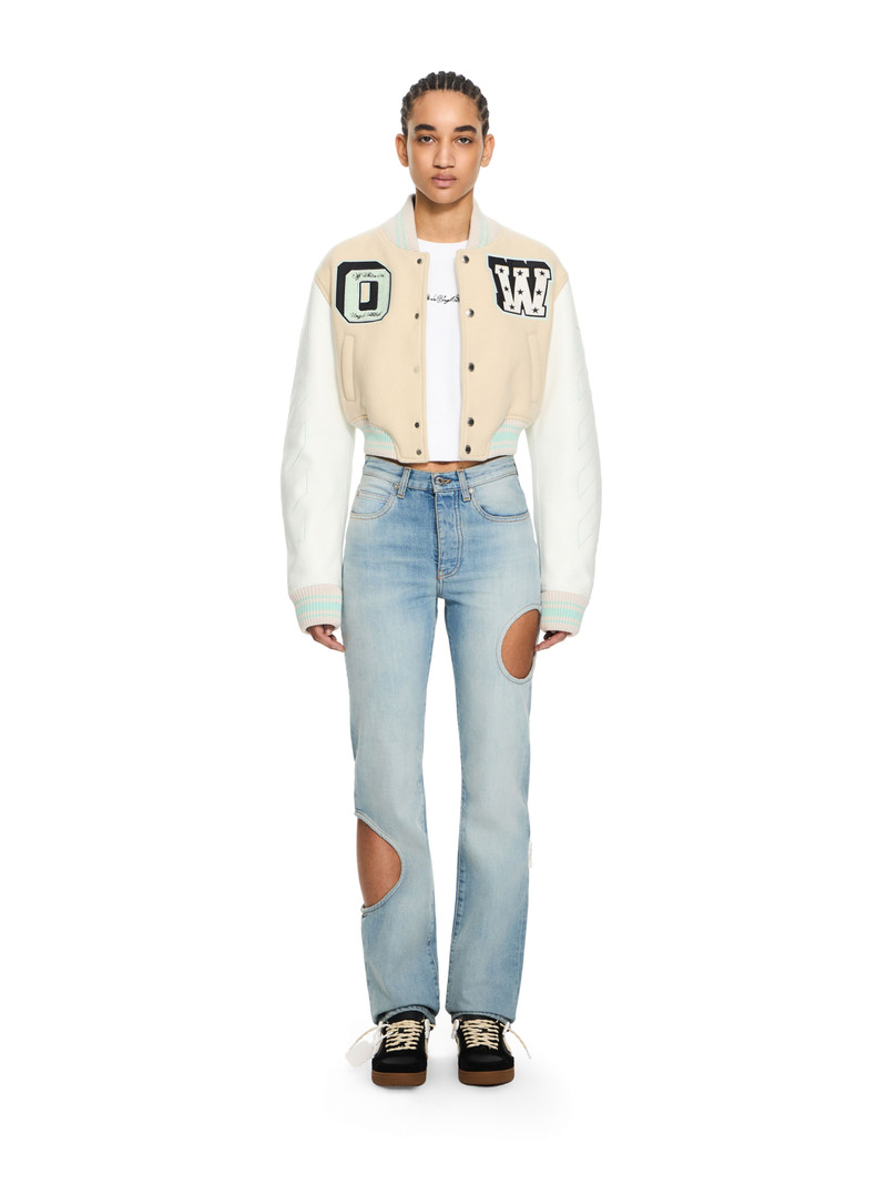 Off-White Graffiti Crop Varsity Jacket outlook